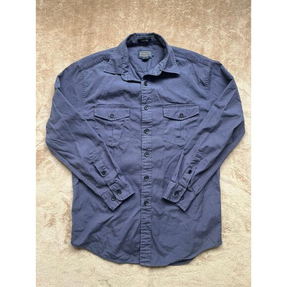 Vintage‎ Pendleton Forester Long Sleeve Button Down Blue Shirt Men’s Size Medium - Picture 1 of 7